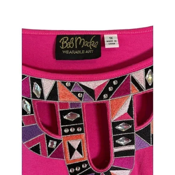 Bob Mackie's Women's Wearable Art Embroidered Cut-Out Pullover Top Size 1X** - Picture 12 of 12